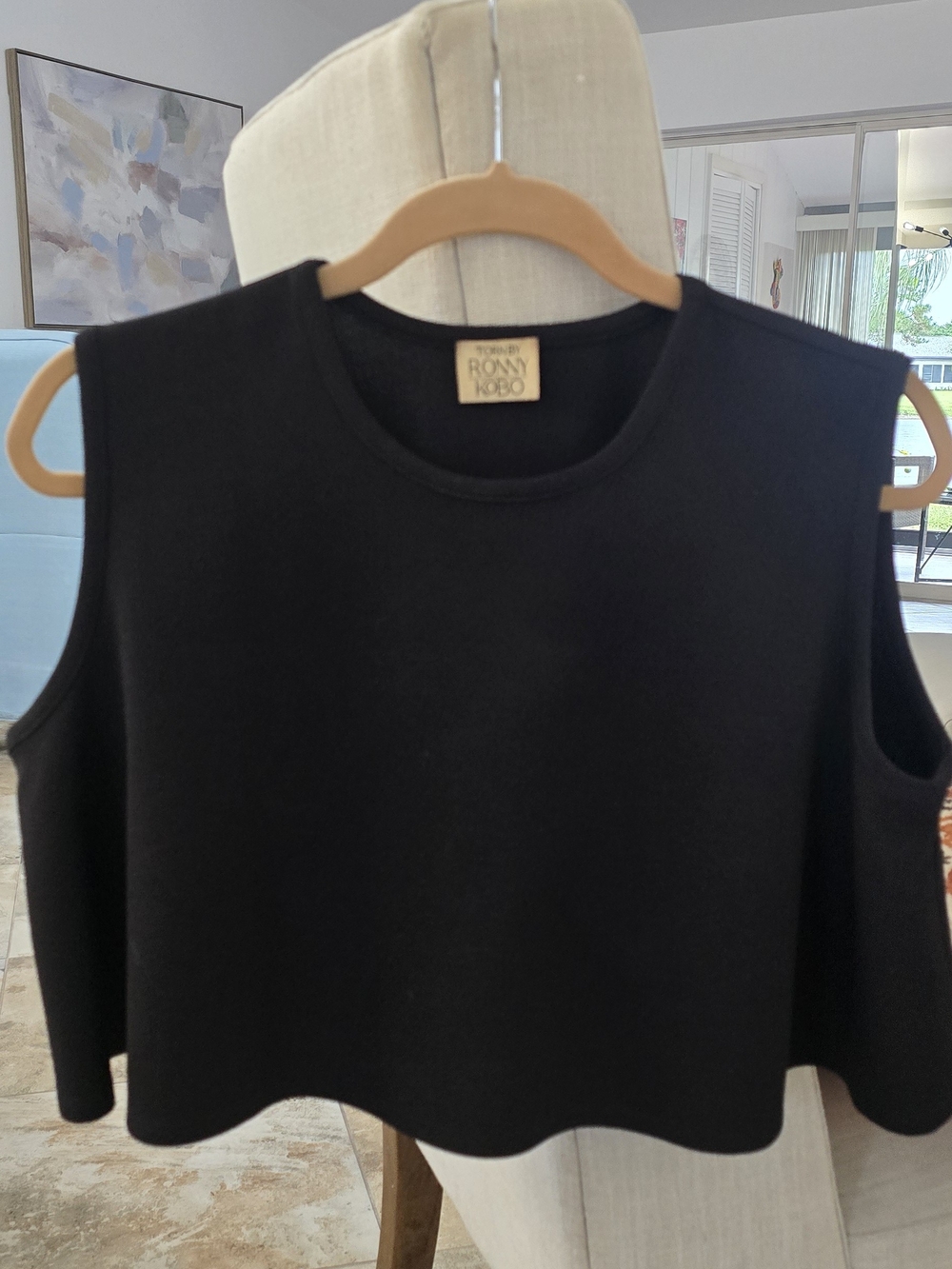 Torn by Ronny Kobo Black Cropped Sleeveless Tank